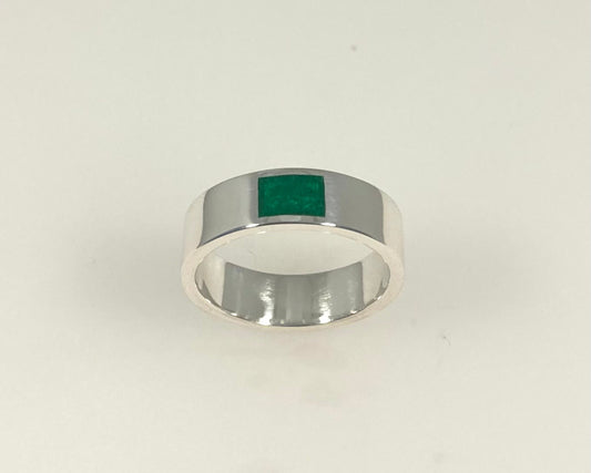 Classic Flat Profile Memorial Ring – Sterling Silver with Ashes in Resin