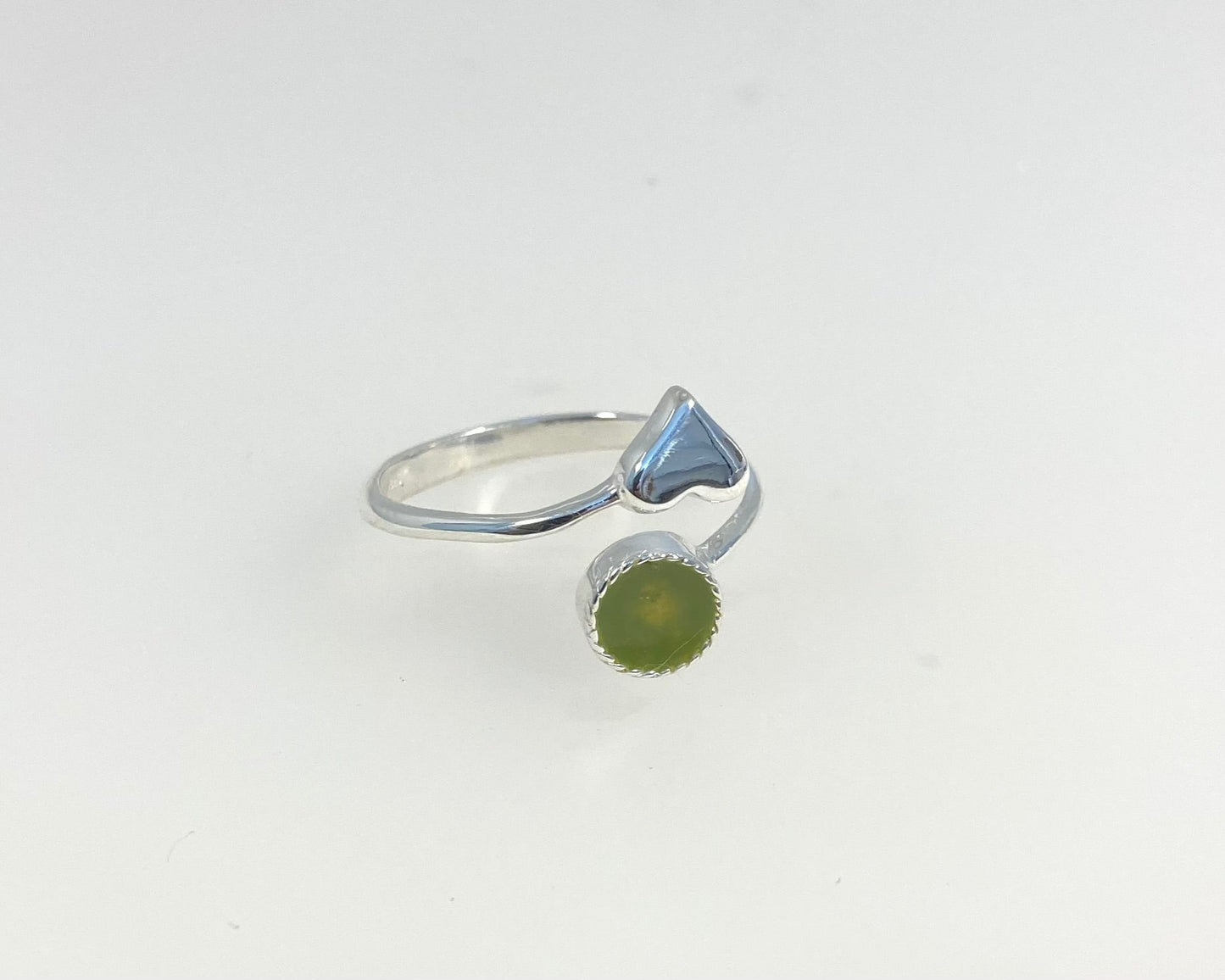 Heart design Stirling silver adjustable ring with ashes in resin