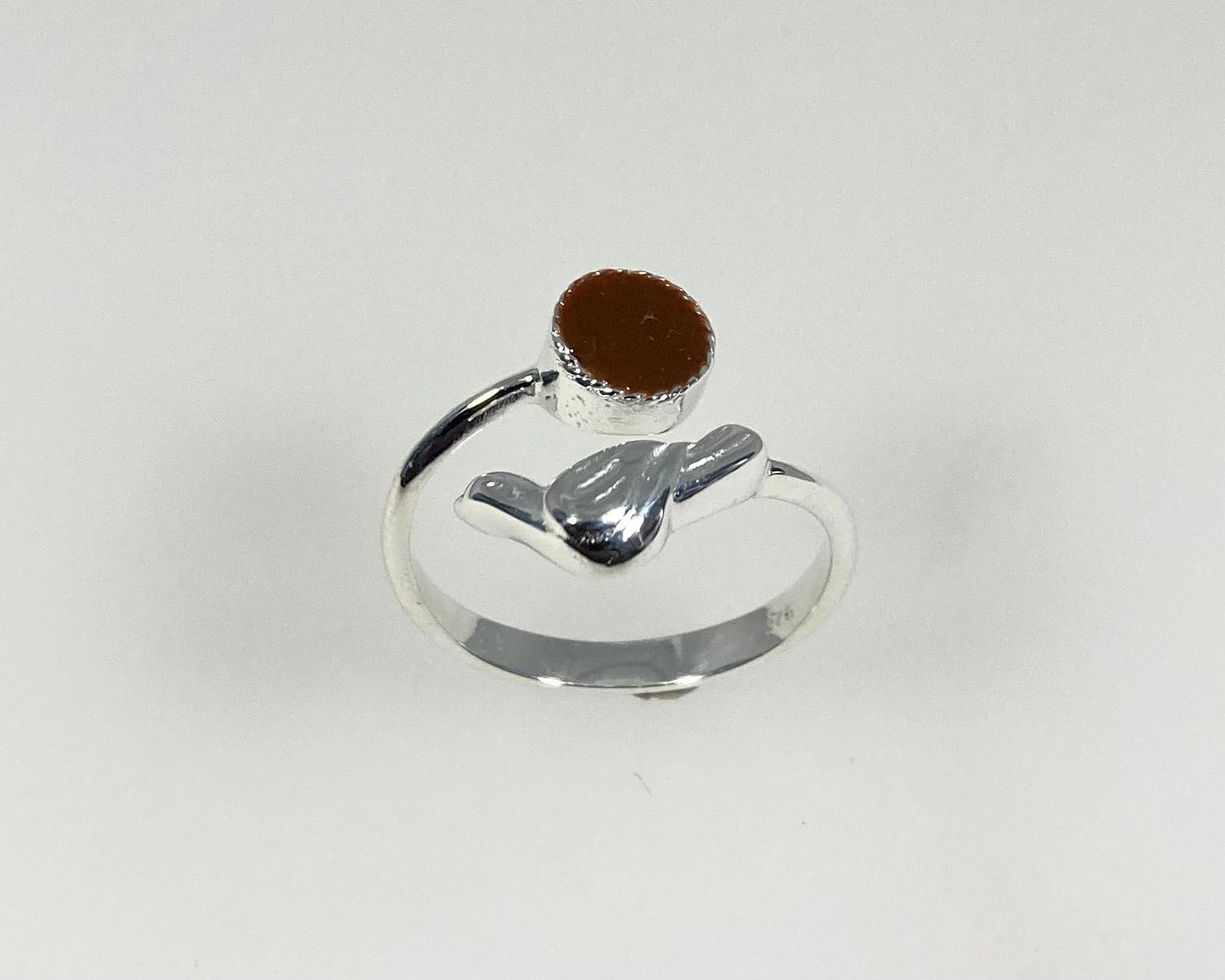 Dove design Stirling silver adjustable ring with ashes in resin