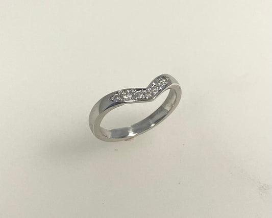 Wishbone pavé set 3mm wide soft flat ring with hidden ashes inside shank