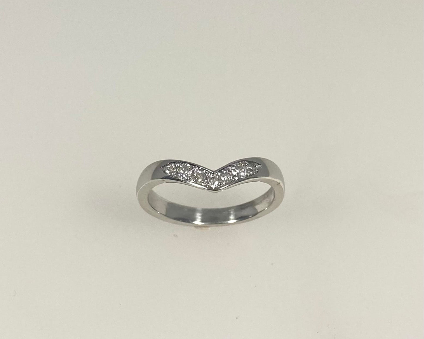 Wishbone pavé set 3mm wide soft flat ring with hidden ashes inside shank