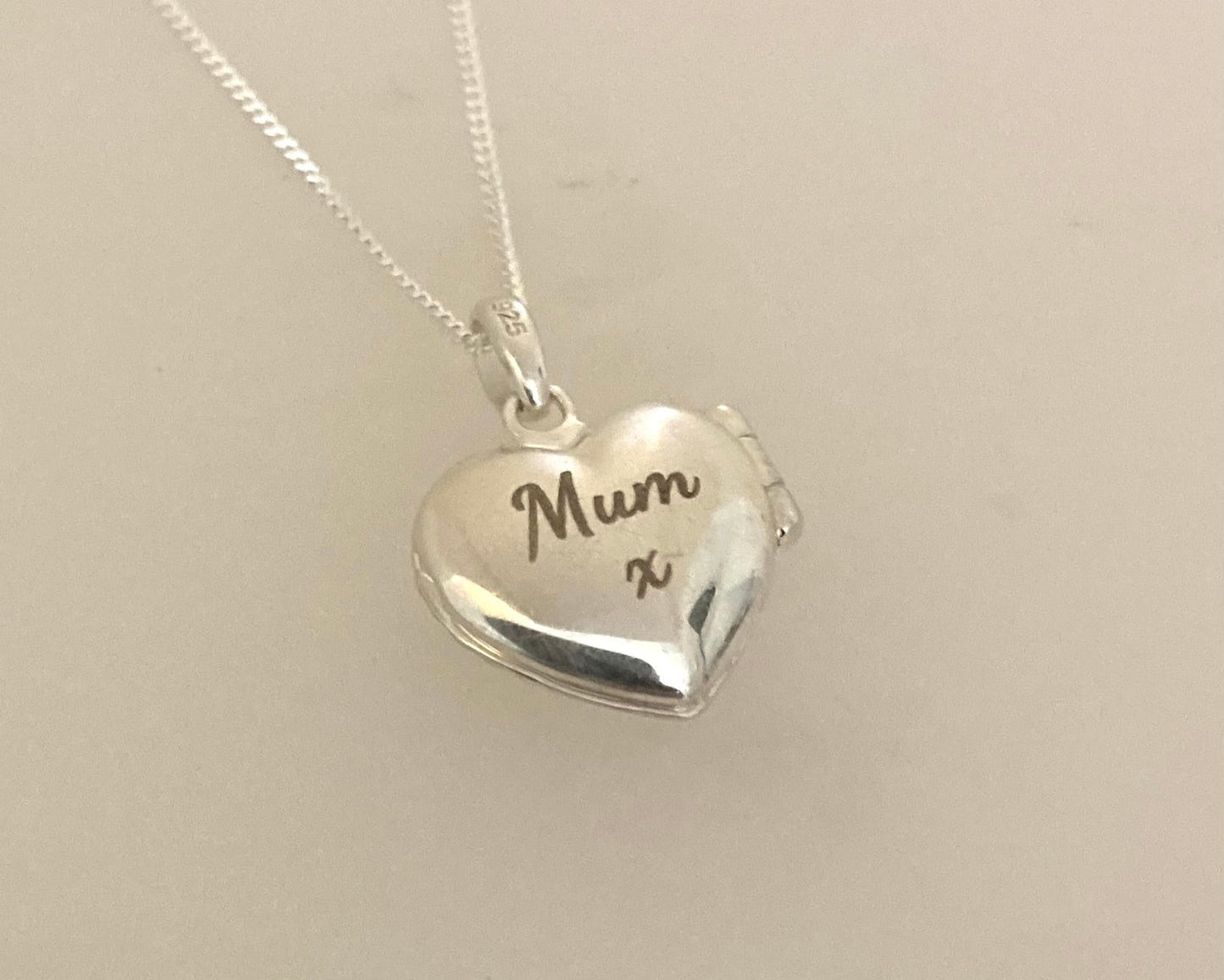 Hammered Heart Stirling silver locket with ashes mixed with resin plus chain