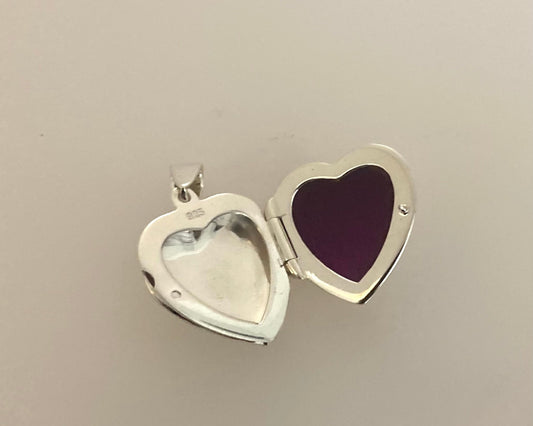Hammered Heart Stirling silver locket with ashes mixed with resin plus chain