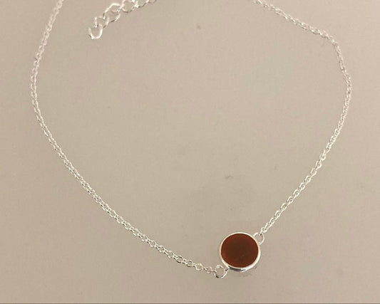 Delicate Stirling Silver bracelet 5mm collet with Ashes and resin