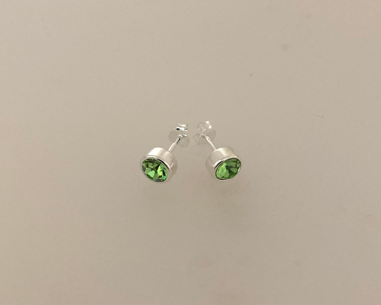 Stirling Silver stud earrings 5mm birthstone gem set in rub over with ashes sealed under stones