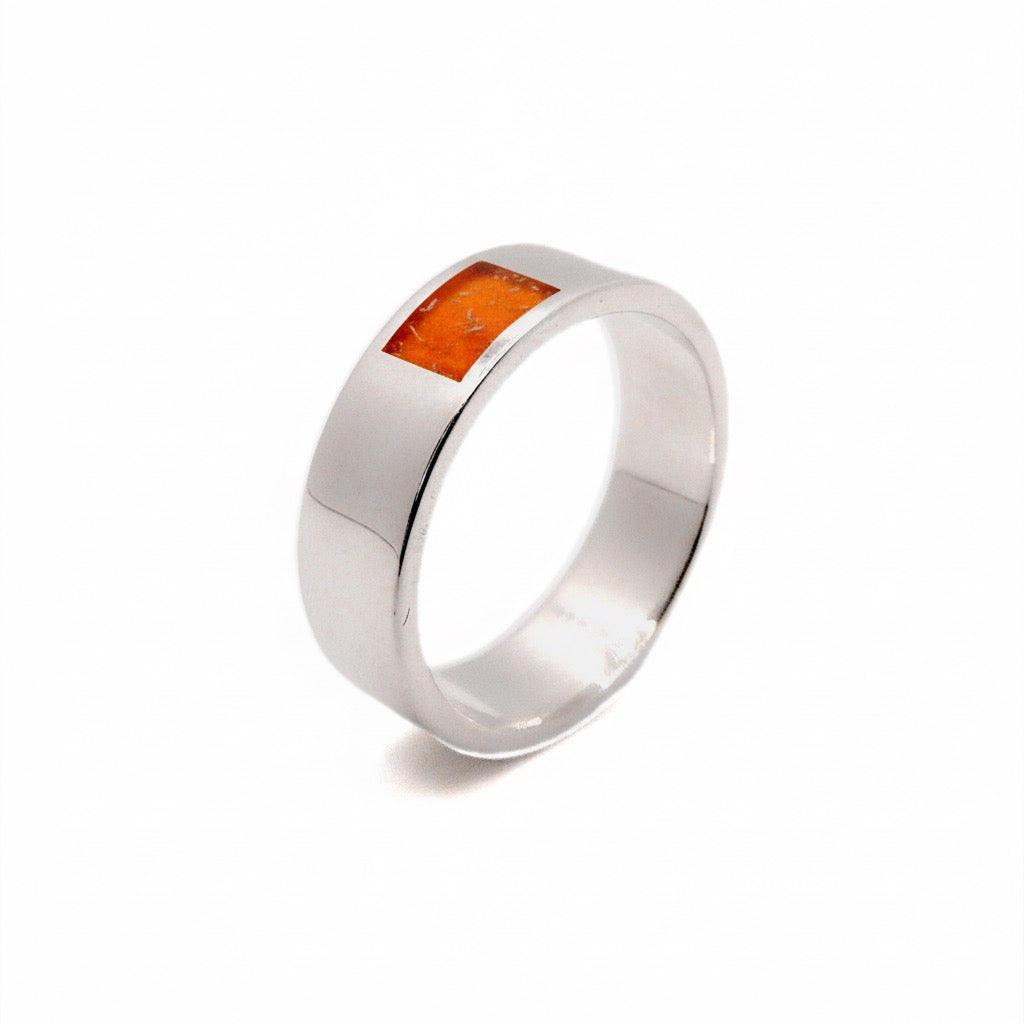 Classic Flat Profile Memorial Ring – Sterling Silver with Ashes in Resin