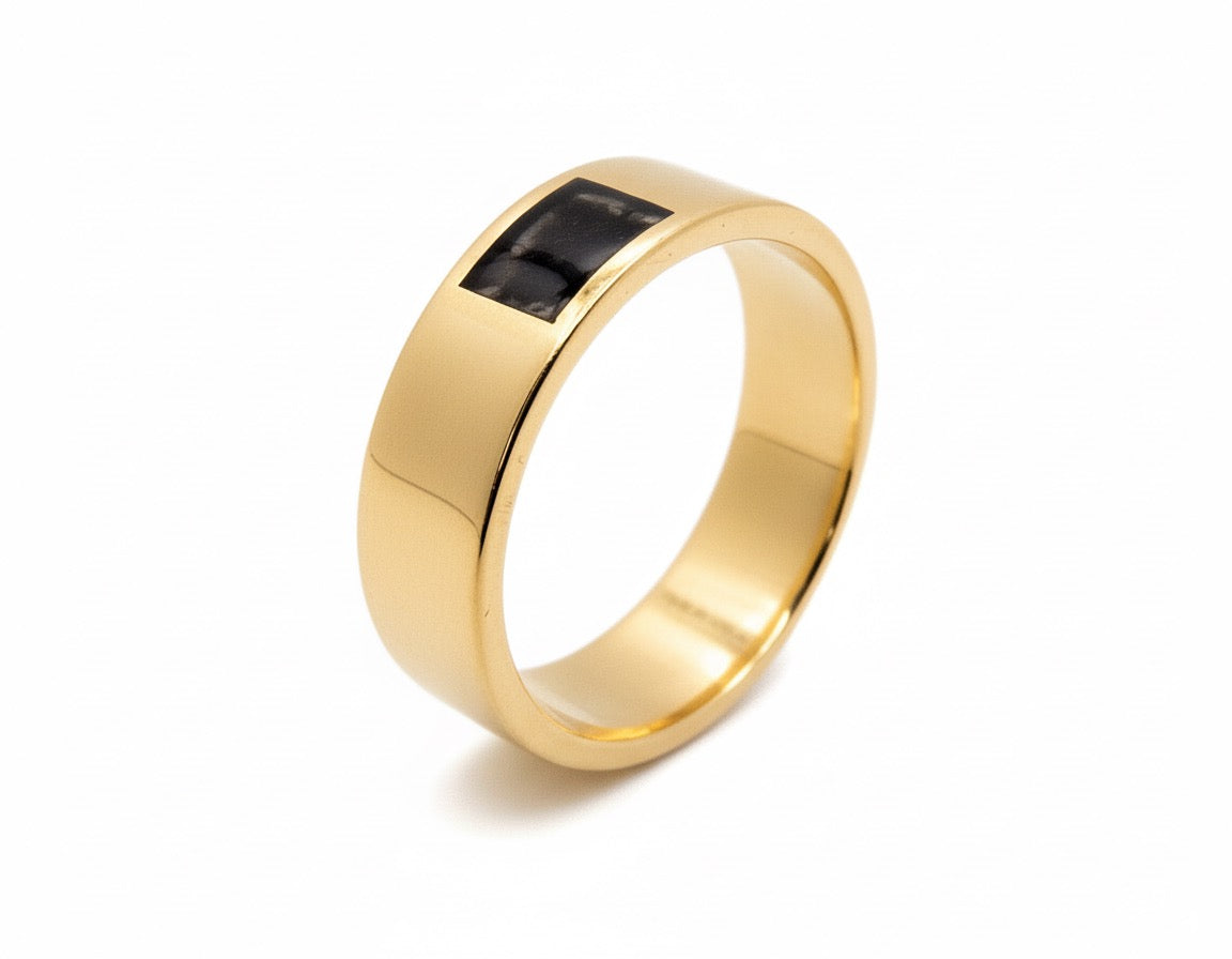 Classic Flat Profile Memorial Ring – Sterling Silver with Ashes in Resin