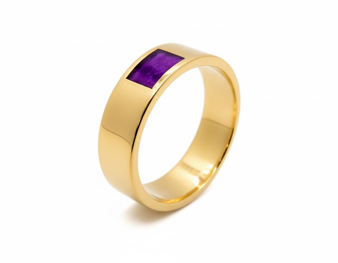 Classic Flat Profile Memorial Ring – Sterling Silver with Ashes in Resin
