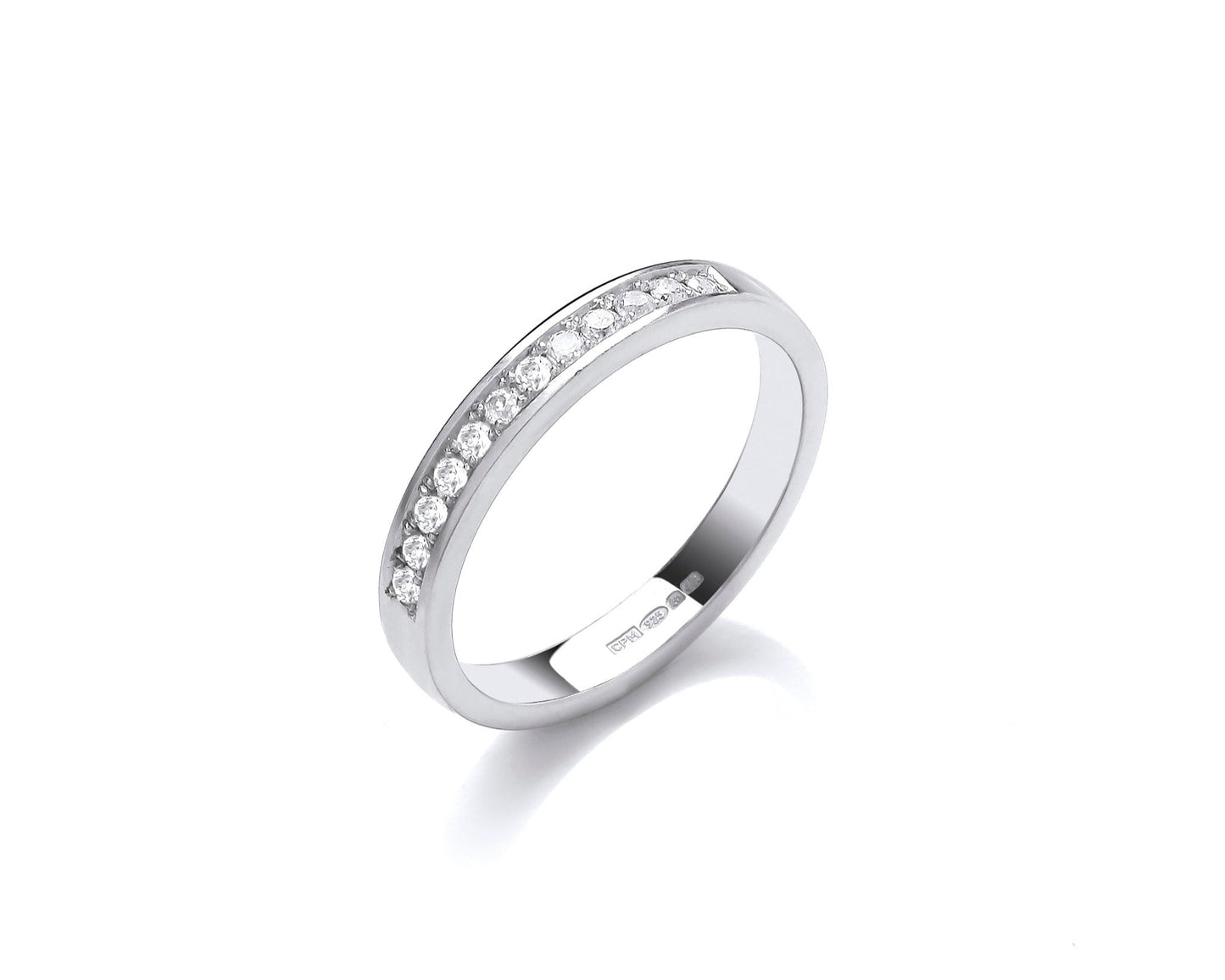 Eternity forever style with Brilliant cut diamonds set in pavé 2mm wide soft profile ring with hidden ashes inside shank