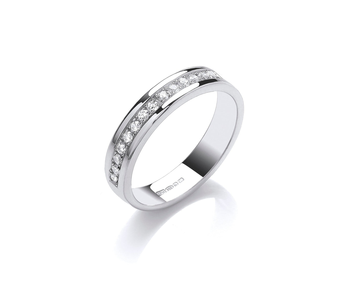 Wedding style with Brilliant cut diamonds set in pavé 4mm wide soft profile ring with hidden ashes inside shank