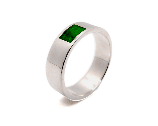 Classic Flat Profile Memorial Ring – Sterling Silver with Ashes in Resin