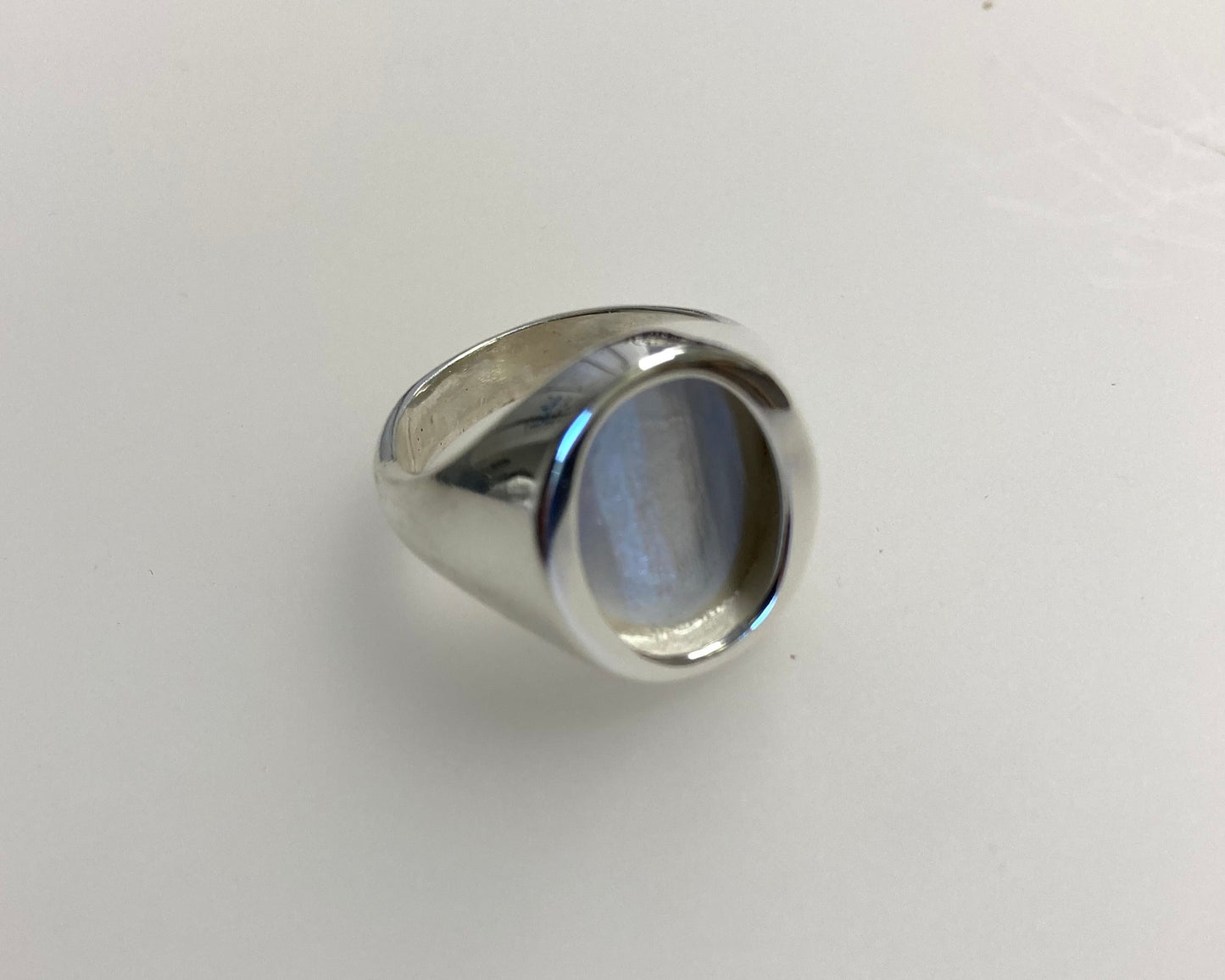 Heavy Stirling Silver signet ring with Ashes in resin