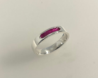 Simple channel design 4mm wide soft flat ring with ashes in resin