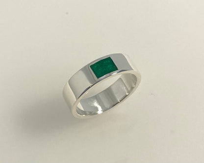 Classic Flat Profile Memorial Ring – Sterling Silver with Ashes in Resin