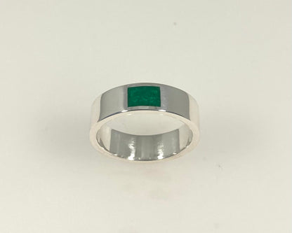 Classic Flat Profile Memorial Ring – Sterling Silver with Ashes in Resin