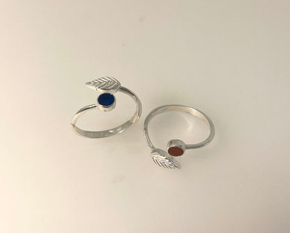 Leaf Memorial Ring – Sterling Silver Ashes in Resin Adjustable Design