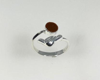 Dove design Stirling silver adjustable ring with ashes in resin