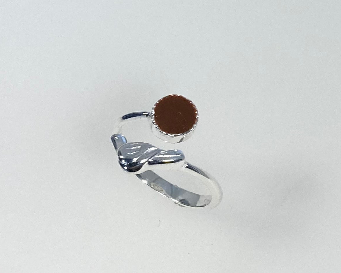 Dove design Stirling silver adjustable ring with ashes in resin