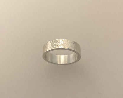 Hammered 5mm flat profile ring with hidden ashes inside shank