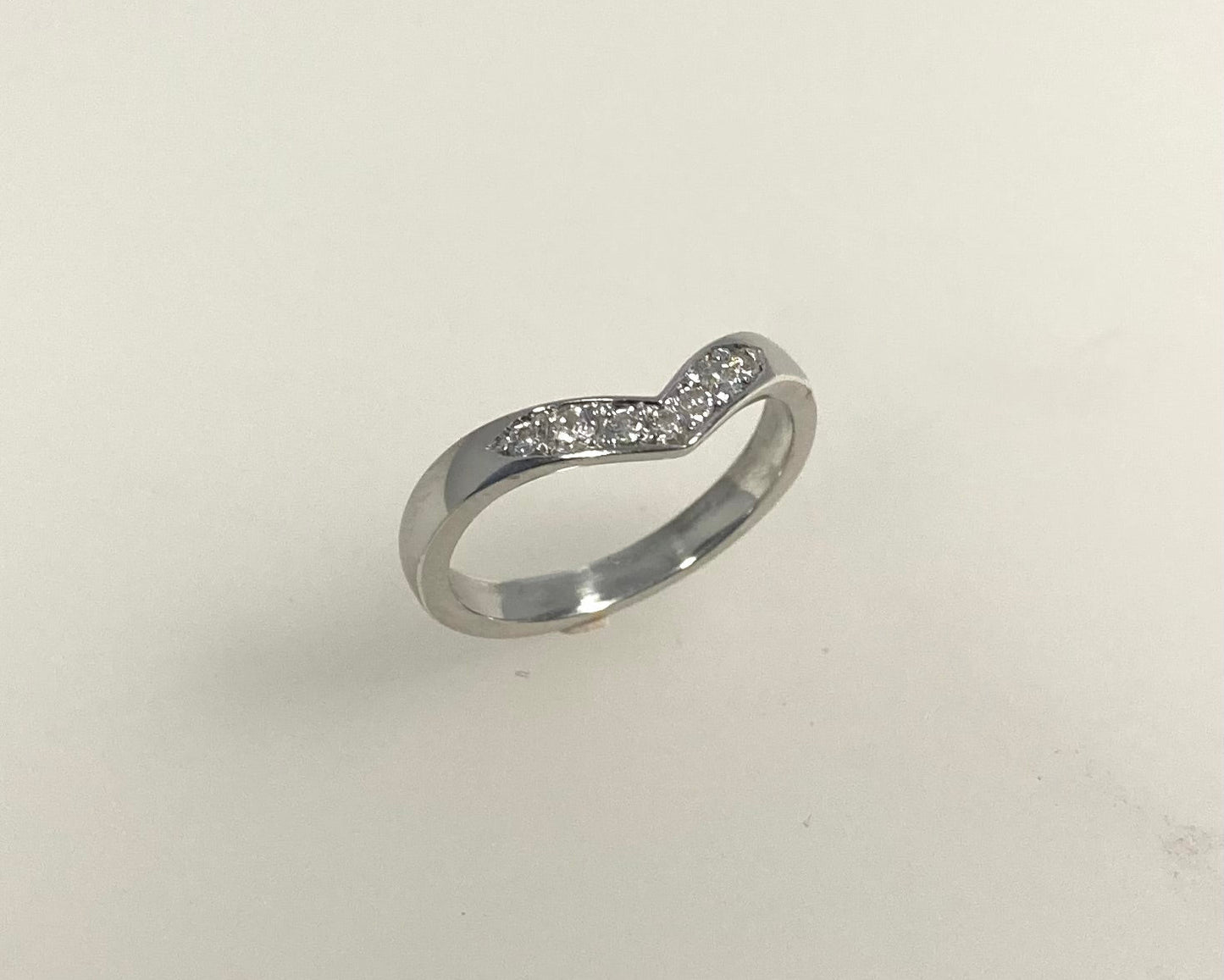 Wishbone pavé set 3mm wide soft flat ring with hidden ashes inside shank