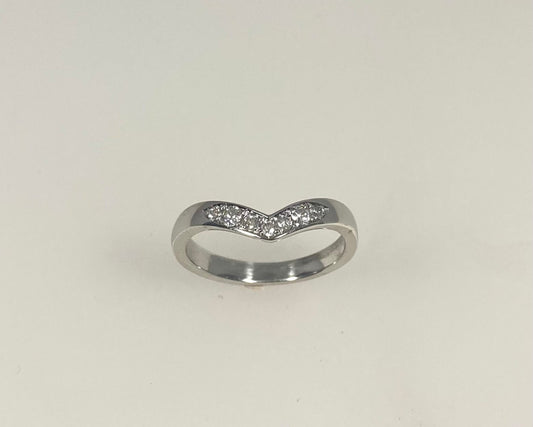 Wishbone pavé set 3mm wide soft flat ring with hidden ashes inside shank