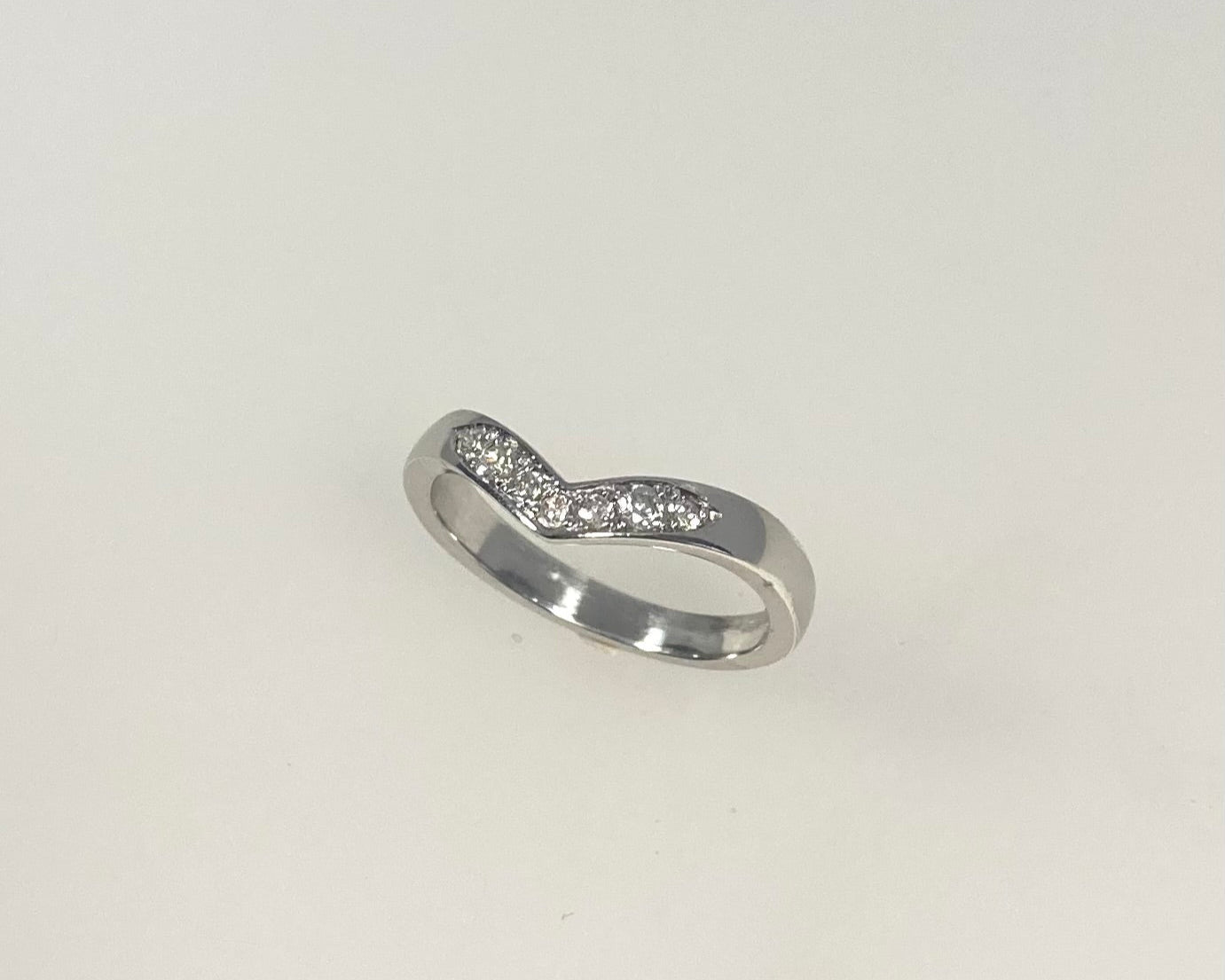 Wishbone pavé set 3mm wide soft flat ring with hidden ashes inside shank