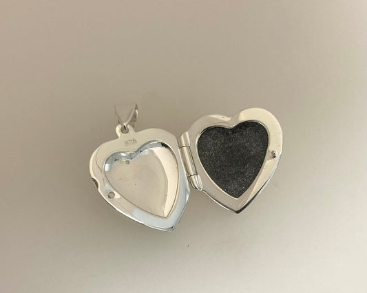 Small Heart Stirling Silver locket Cherish forever engraved with ashes mixed with resin plus chain
