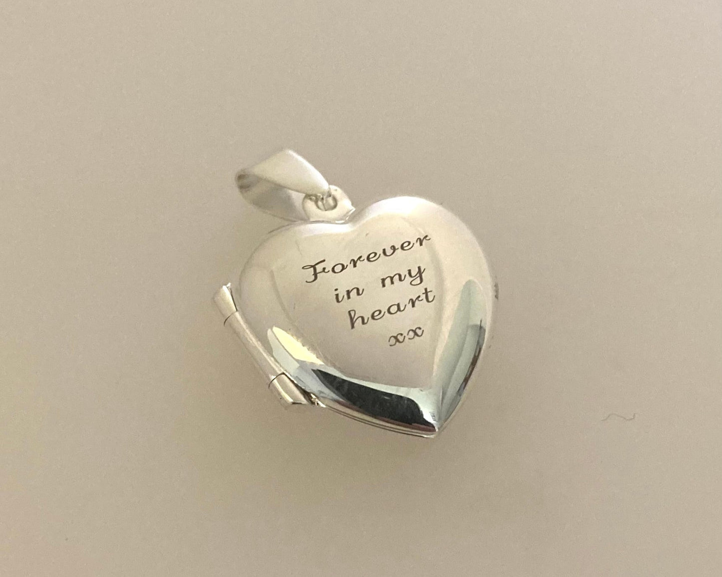 Large Stirling silver heart locket with ashes mixed with resin, plus chain