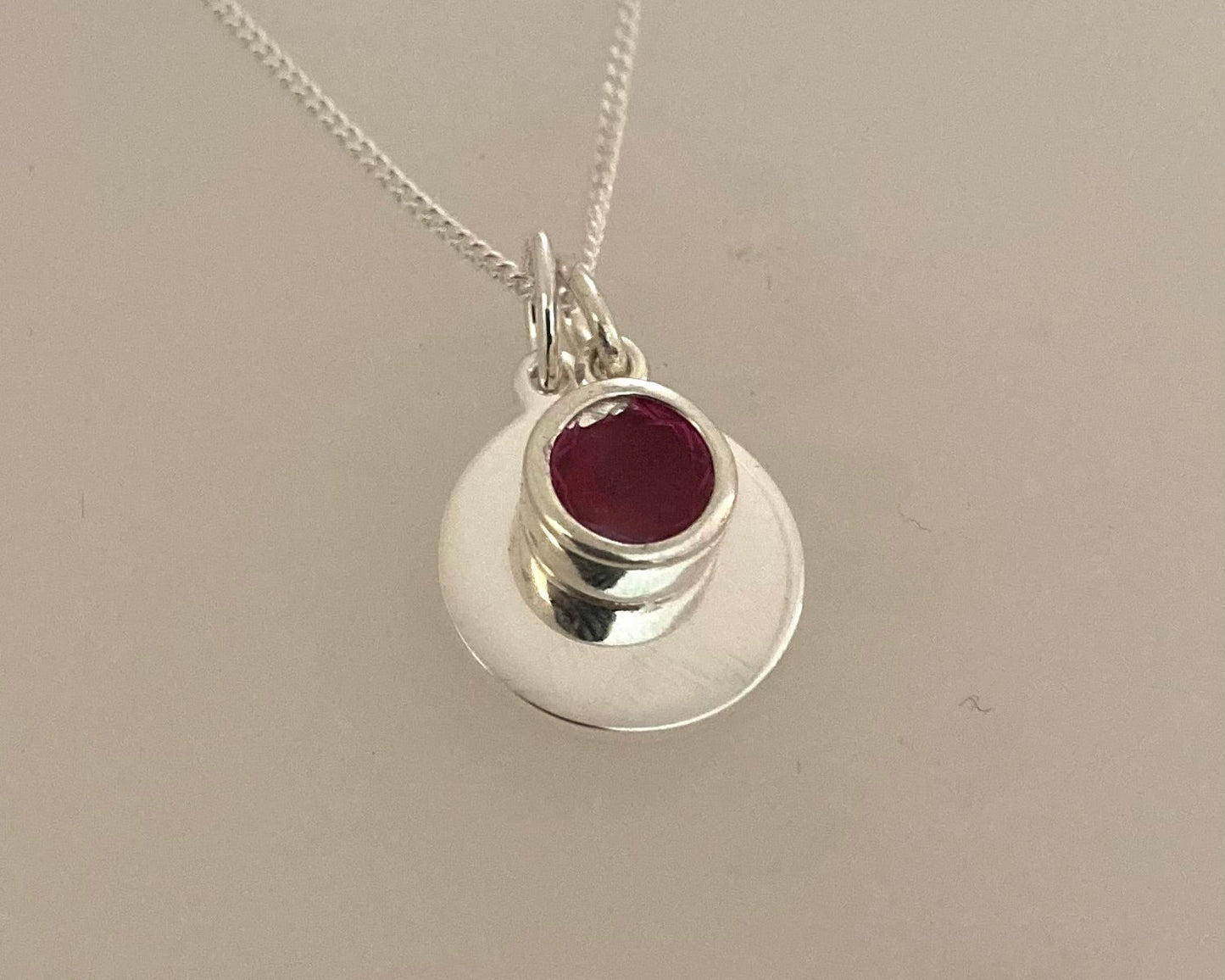 Stirling silver pendant drop and disc