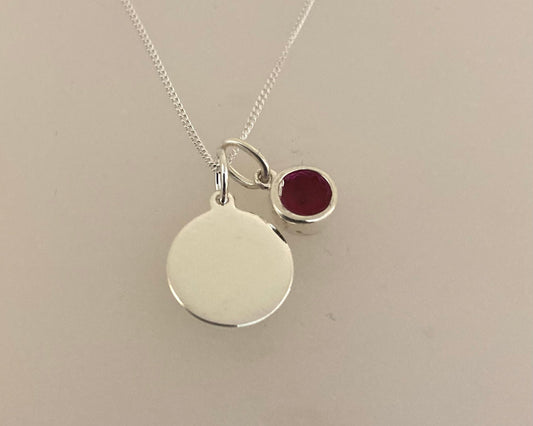Stirling silver pendant drop and disc