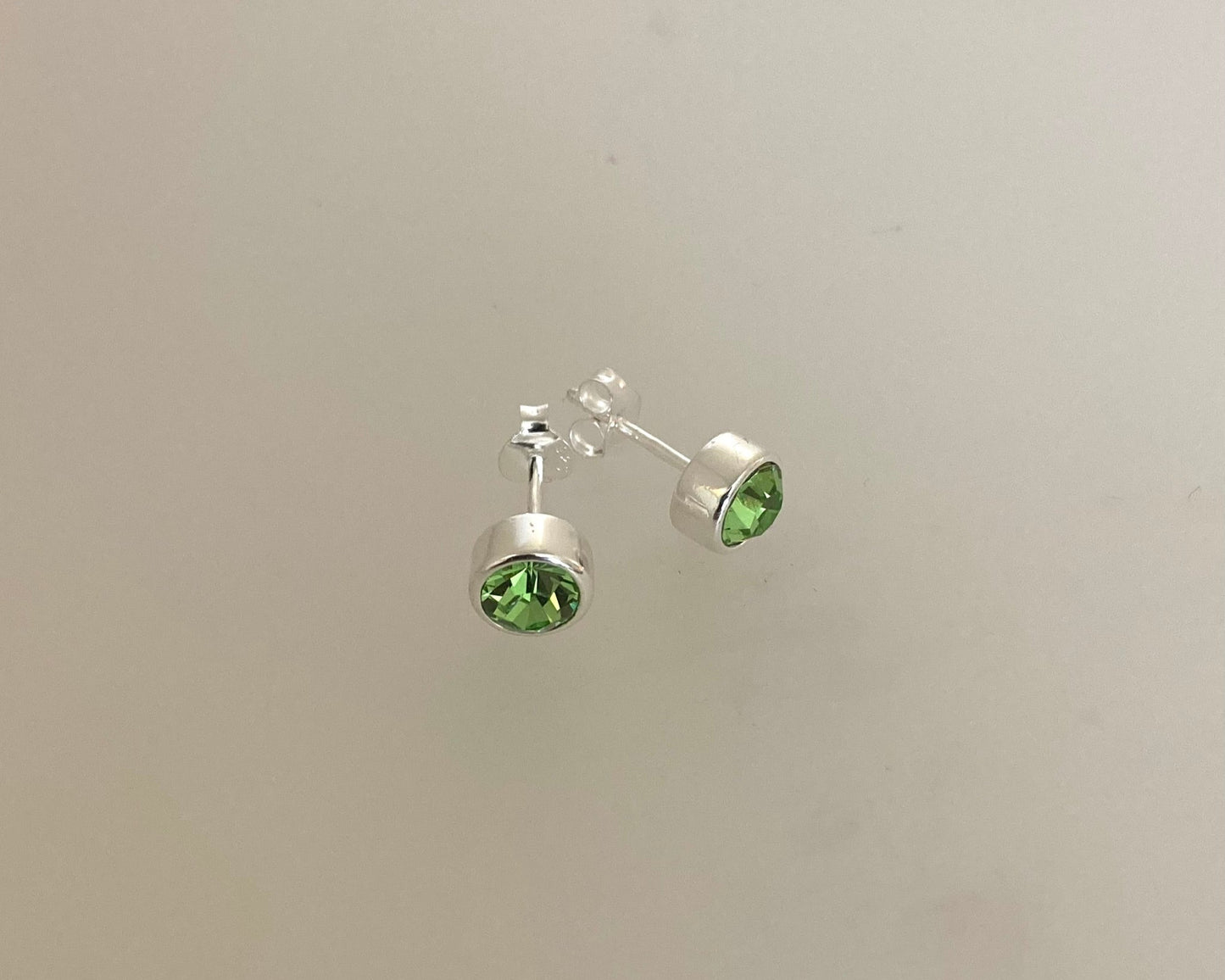 Stirling Silver stud earrings 5mm birthstone gem set in rub over with ashes sealed under stones