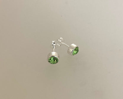 Stirling Silver stud earrings 5mm birthstone gem set in rub over with ashes sealed under stones