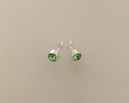 Stirling Silver stud earrings 5mm birthstone gem set in rub over with ashes sealed under stones