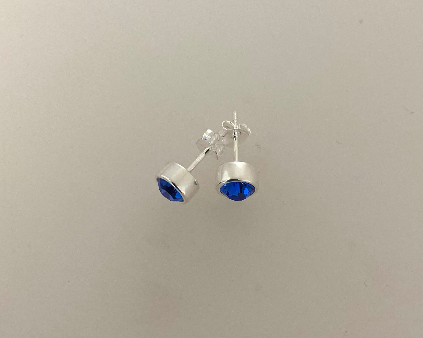 Stirling Silver stud earrings 5mm birthstone gem set in rub over with ashes sealed under stones