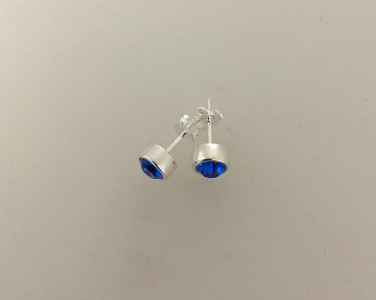 Stirling Silver stud earrings 5mm birthstone gem set in rub over with ashes sealed under stones