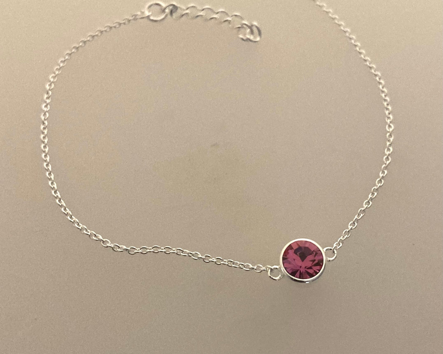 Delicate Stirling Silver bracelet 5mm collet with ashes sealed under birthstone