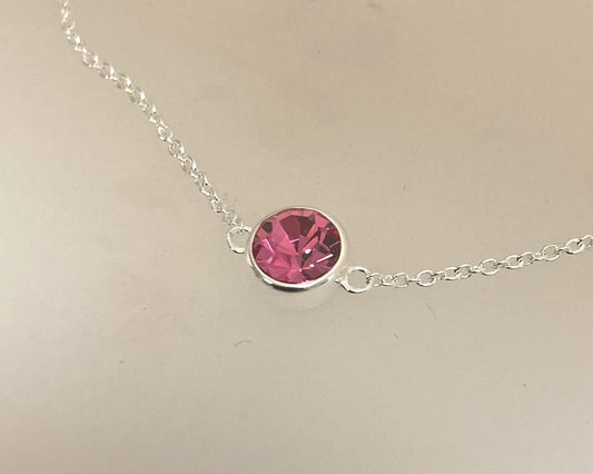 Delicate Stirling Silver bracelet 5mm collet with ashes sealed under birthstone