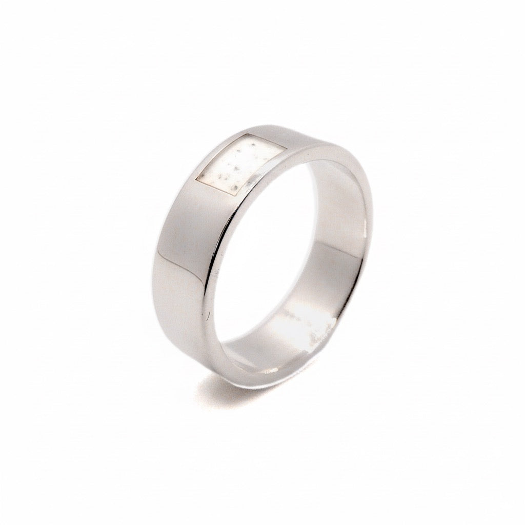 Classic Flat Profile Memorial Ring – Sterling Silver with Ashes in Resin