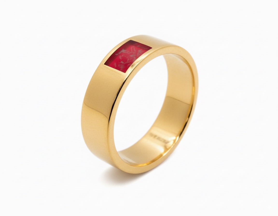 Classic Flat Profile Memorial Ring – Sterling Silver with Ashes in Resin