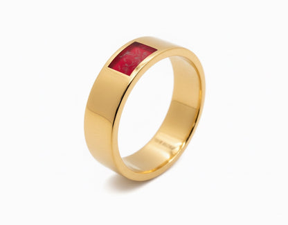 Classic Flat Profile Memorial Ring – Sterling Silver with Ashes in Resin