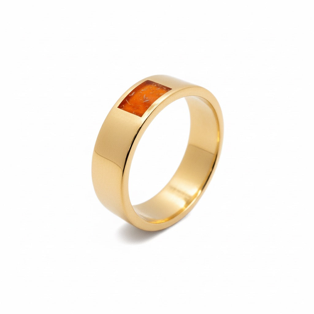 Classic Flat Profile Memorial Ring – Sterling Silver with Ashes in Resin
