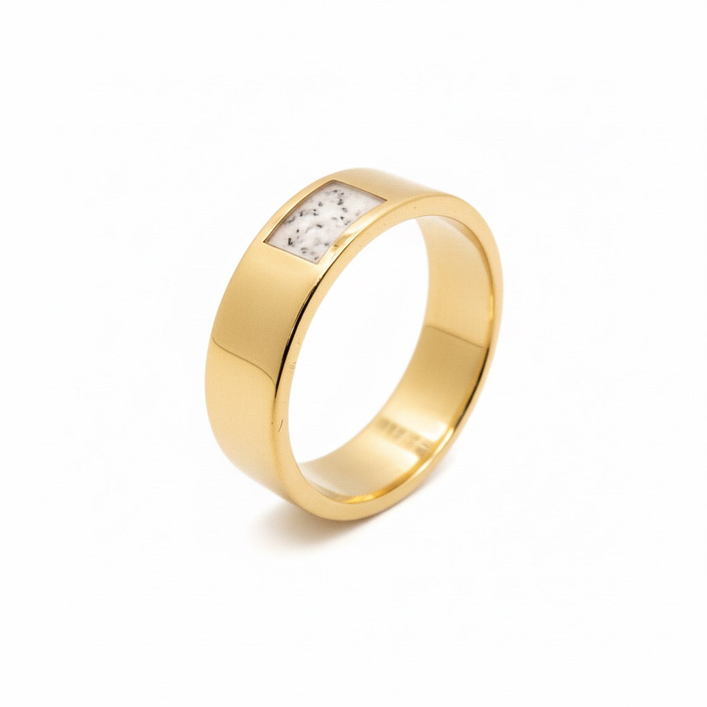 Classic Flat Profile Memorial Ring – Sterling Silver with Ashes in Resin