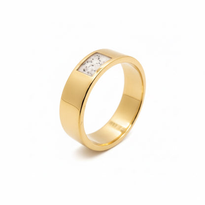 Classic Flat Profile Memorial Ring – Sterling Silver with Ashes in Resin