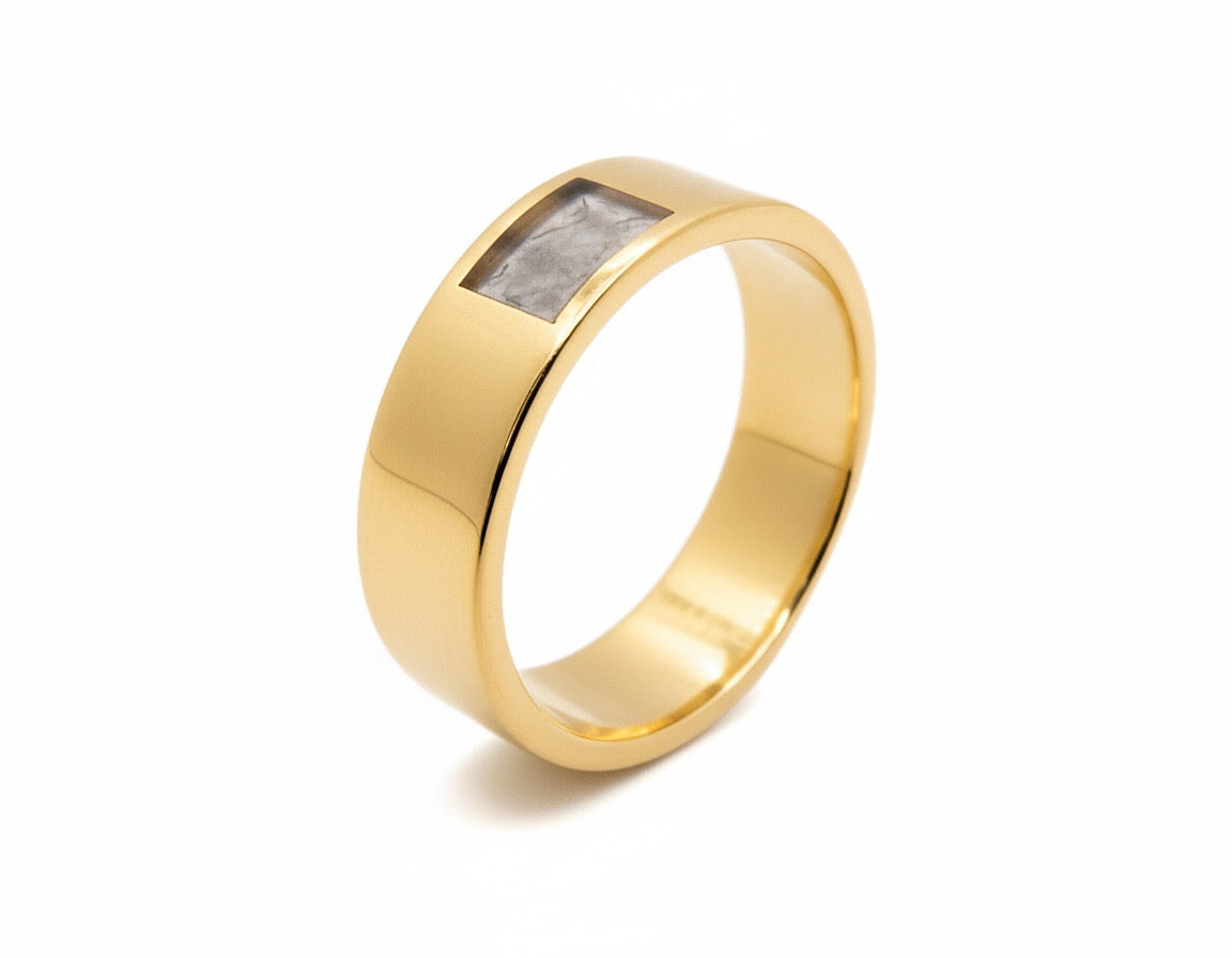 Classic Flat Profile Memorial Ring – Sterling Silver with Ashes in Resin