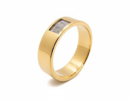Classic Flat Profile Memorial Ring – Sterling Silver with Ashes in Resin