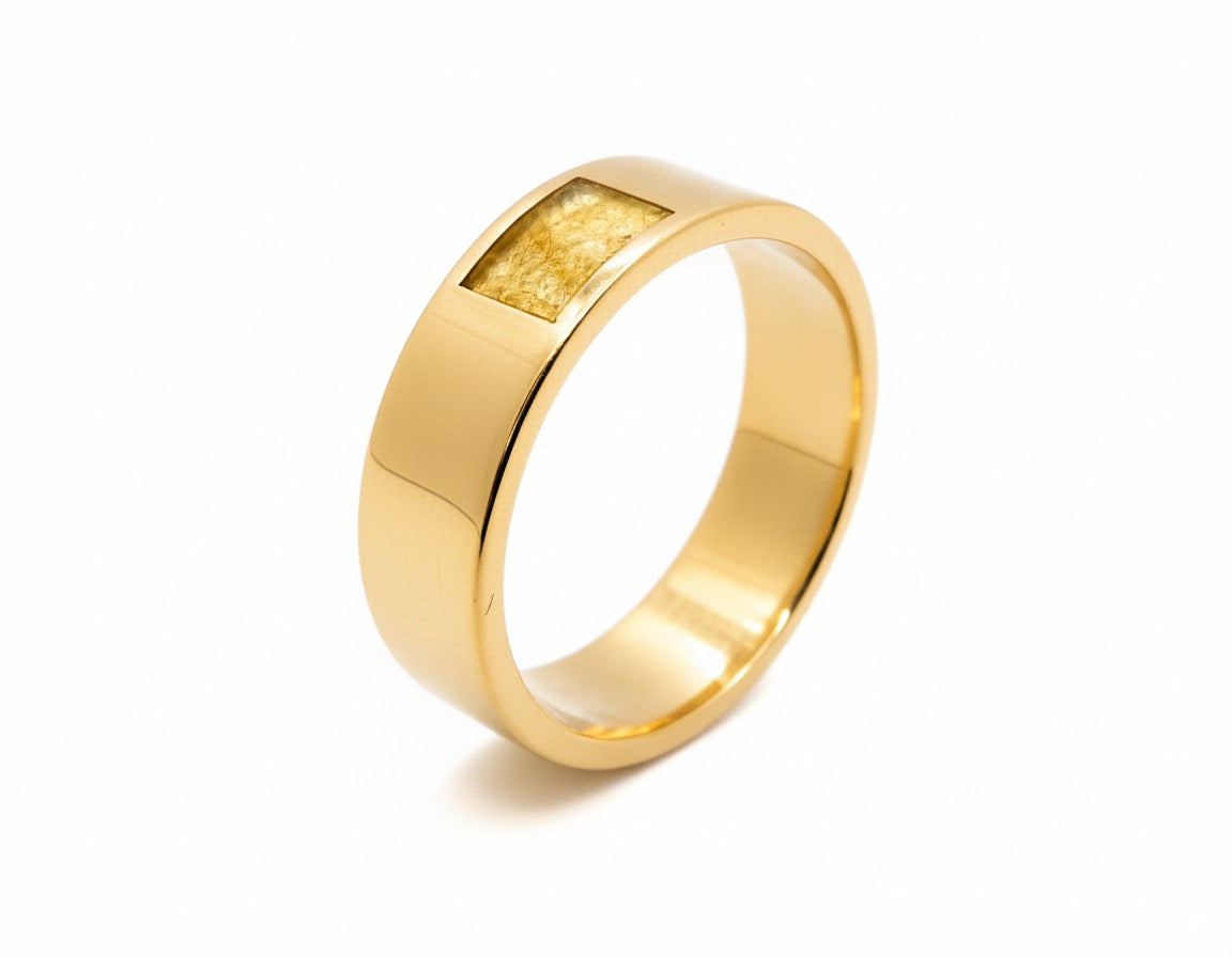 Classic Flat Profile Memorial Ring – Sterling Silver with Ashes in Resin