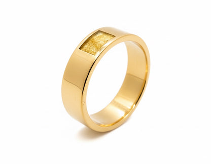 Classic Flat Profile Memorial Ring – Sterling Silver with Ashes in Resin