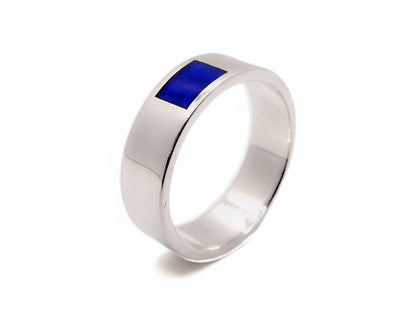 Classic Flat Profile Memorial Ring – Sterling Silver with Ashes in Resin