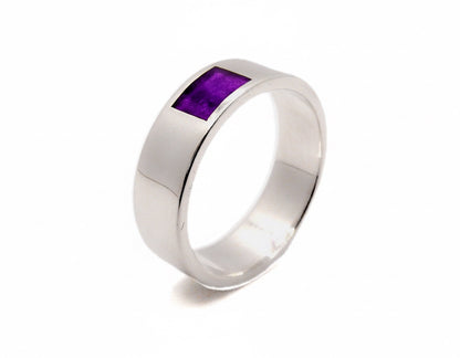Classic Flat Profile Memorial Ring – Sterling Silver with Ashes in Resin