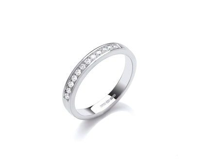 Eternity forever style with Brilliant cut diamonds set in pavé 2mm wide soft profile ring with hidden ashes inside shank